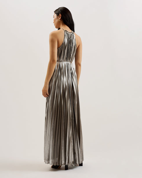 YALINA-Dresses-Halter neck Midi Dress With Tie Waist- Ted Baker Romania